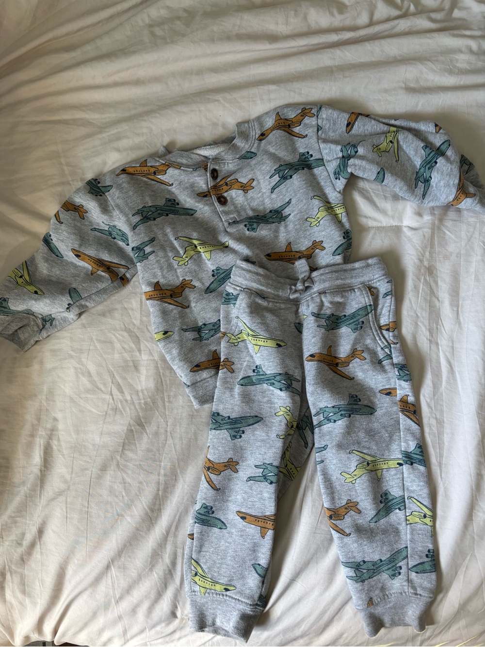 Carter's Toddler Sweatshirt and Joggers Set Gray w/Multicolor Airplanes 2T Boys
